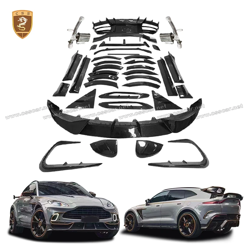 MSY Style Dry Carbon Fiber Front Bumper Assembly Exhaust Pipe For Aston Martin DBX Side Fender Air Vent Rearview Mirror Covers