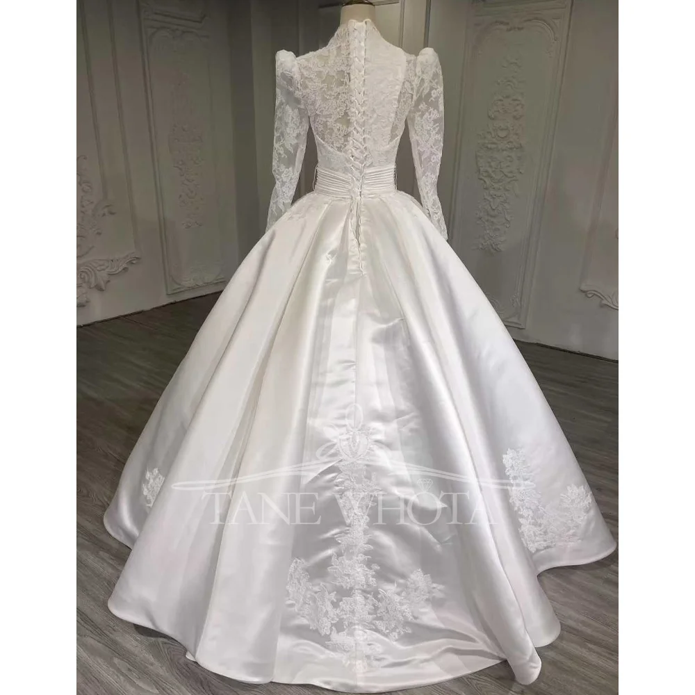 Abito Sposa 2025 бальное платье с зубчатым длинным рукавом на шнуровке сзади и вышивкой, свадебные платья по индивидуальному заказу