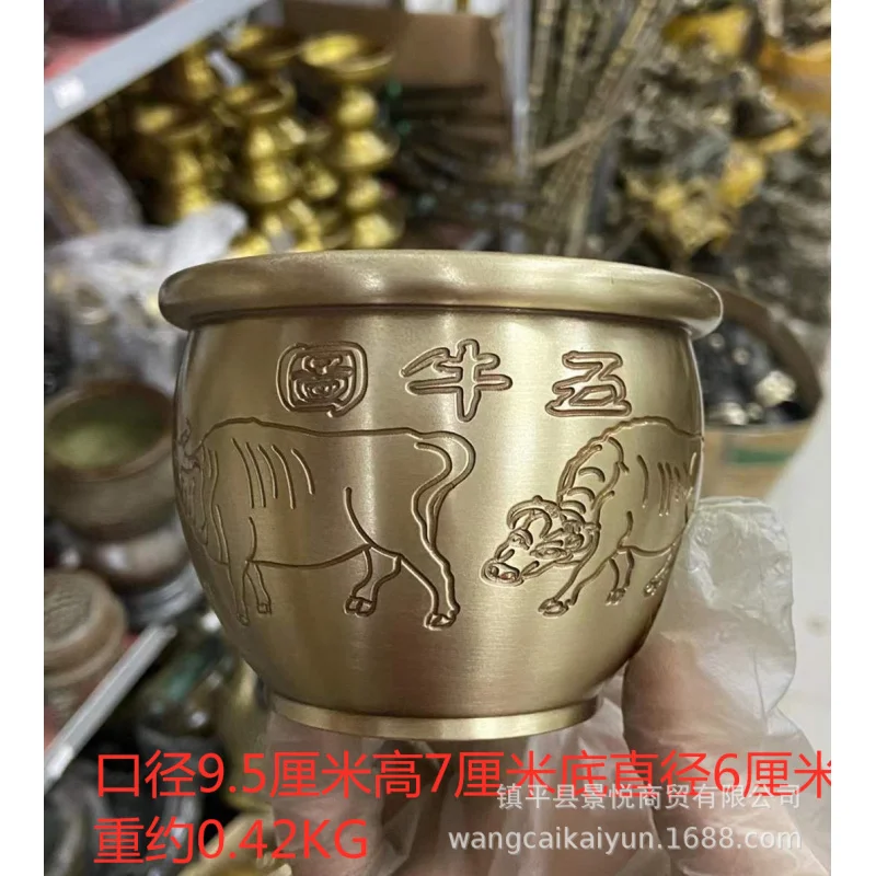 Ornament Incense Burner Ashtray Copper Treasure Basin Cylinder Multiple Sizes Available