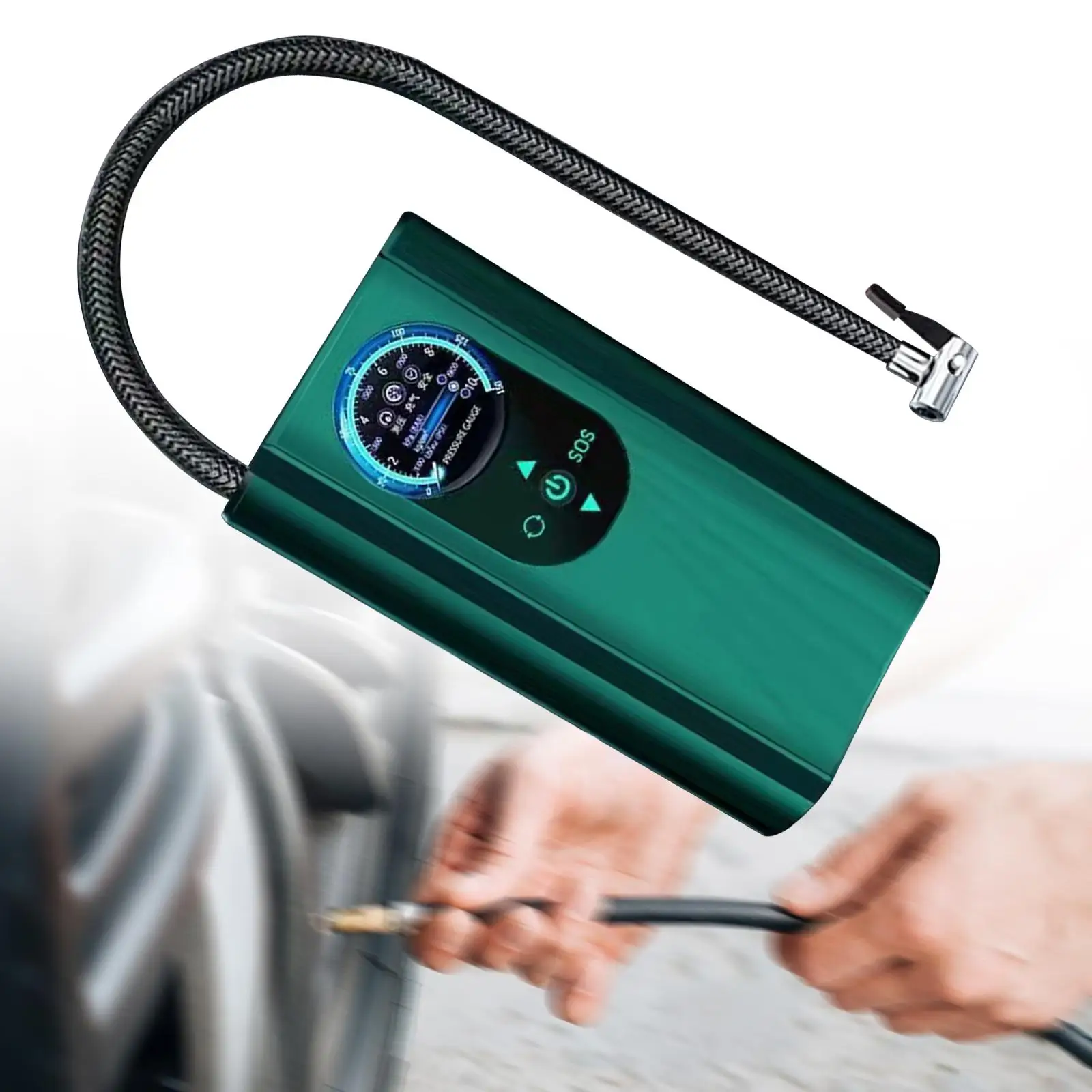 Portable Air Compressor LCD Display Screen with Pressure Gauge Tire Inflator Air Pump for Bicycle SUV Car Motorcycle Ball