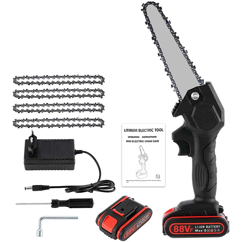 

88V 1200W Electric Chain Saw 6 Inch Cordless Portable Pruning Saw Garden Tree Logging Tool Trimming Saw For Woodworking Cutting