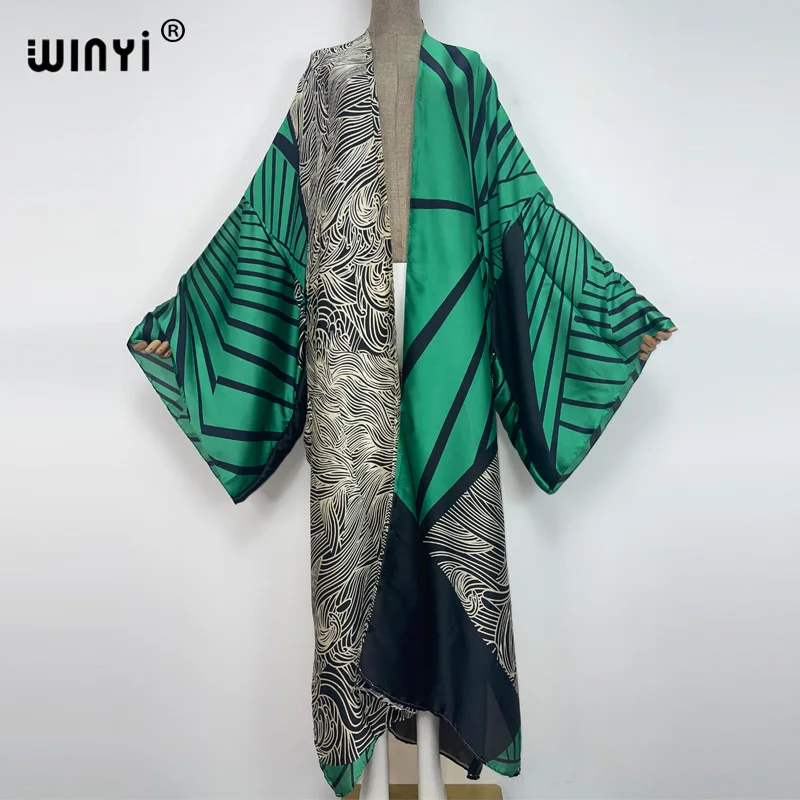 WINYI-Cardigan coloré à manches longues pour femmes, vêtements de plage, cover-up, doux, boho, point, sexy, vacances d\'été, kimono, kaftan, 2022