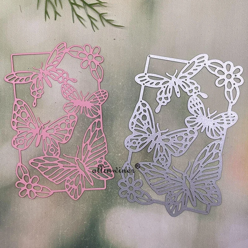 

Новая металлическая вырубная форма для скрапбукинга и творчества: рамка с бабочками и цветами, трафарет для альбомов, открыток и декоративной бумаги