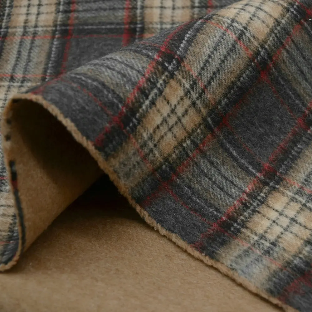 

Double-Sided Herringbone Woolen Fabric 80g High Weight Khaki Plaid Winter Coat Sle Clothing Material Home Sponge Pad DIY