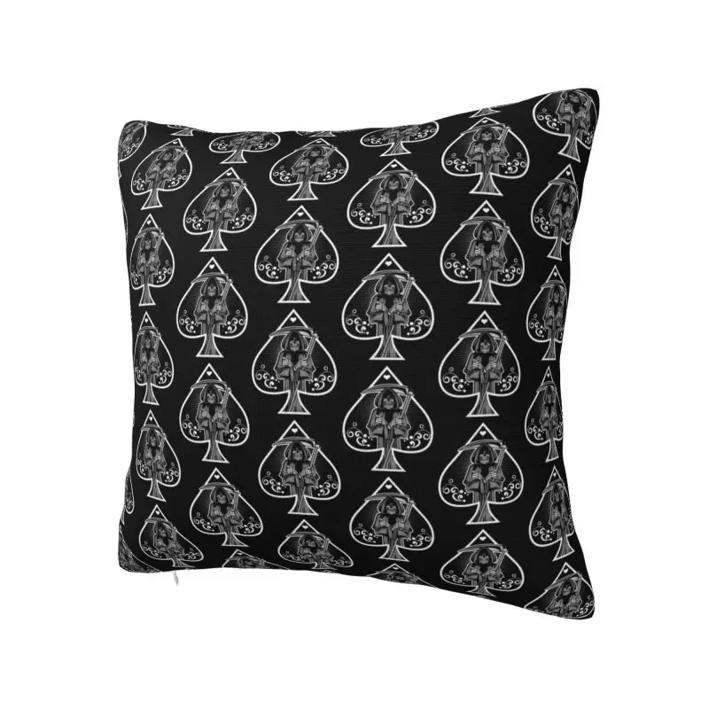 Custom Ace Of Spades Gothic Skull Poker Modern Throw Pillow Cover Living Room Decoration Sofa Cushion