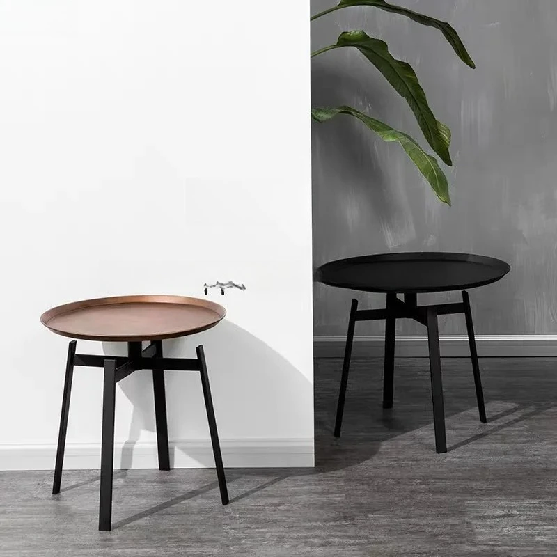 PYH small coffee table sofa side table round metal industrial wind corner