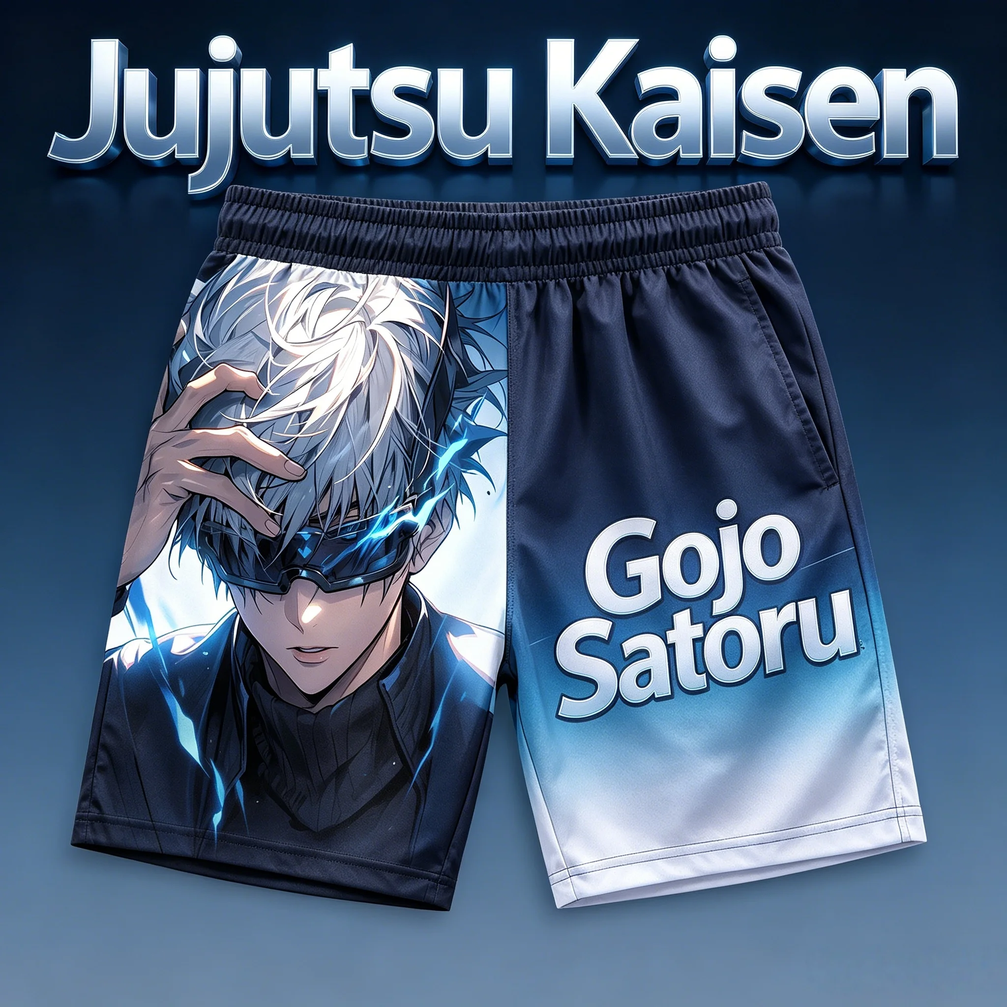 2026 Summer Jujutsu Kaisen Gojo Satoru Full Print Quick Dry Sports Shorts,  Anime Character Graphic Mesh Athletic Shorts