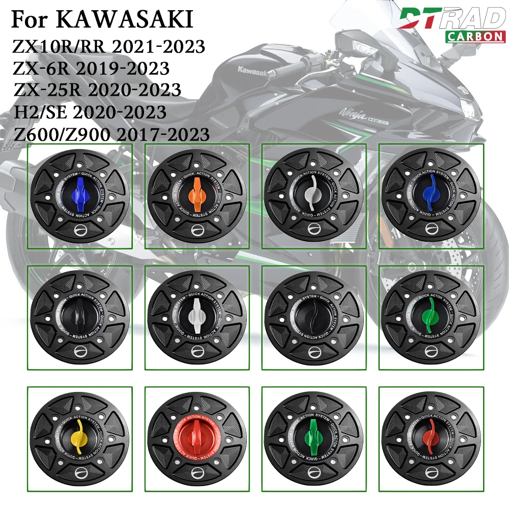

ZX-10R For Kawasaki ZX10R Z900/SE Z650 H2/SE ZX6R 1000SX CNC Aluminum Alloy Quick-Release Fuel Tank Cap Motorcycle Accessories