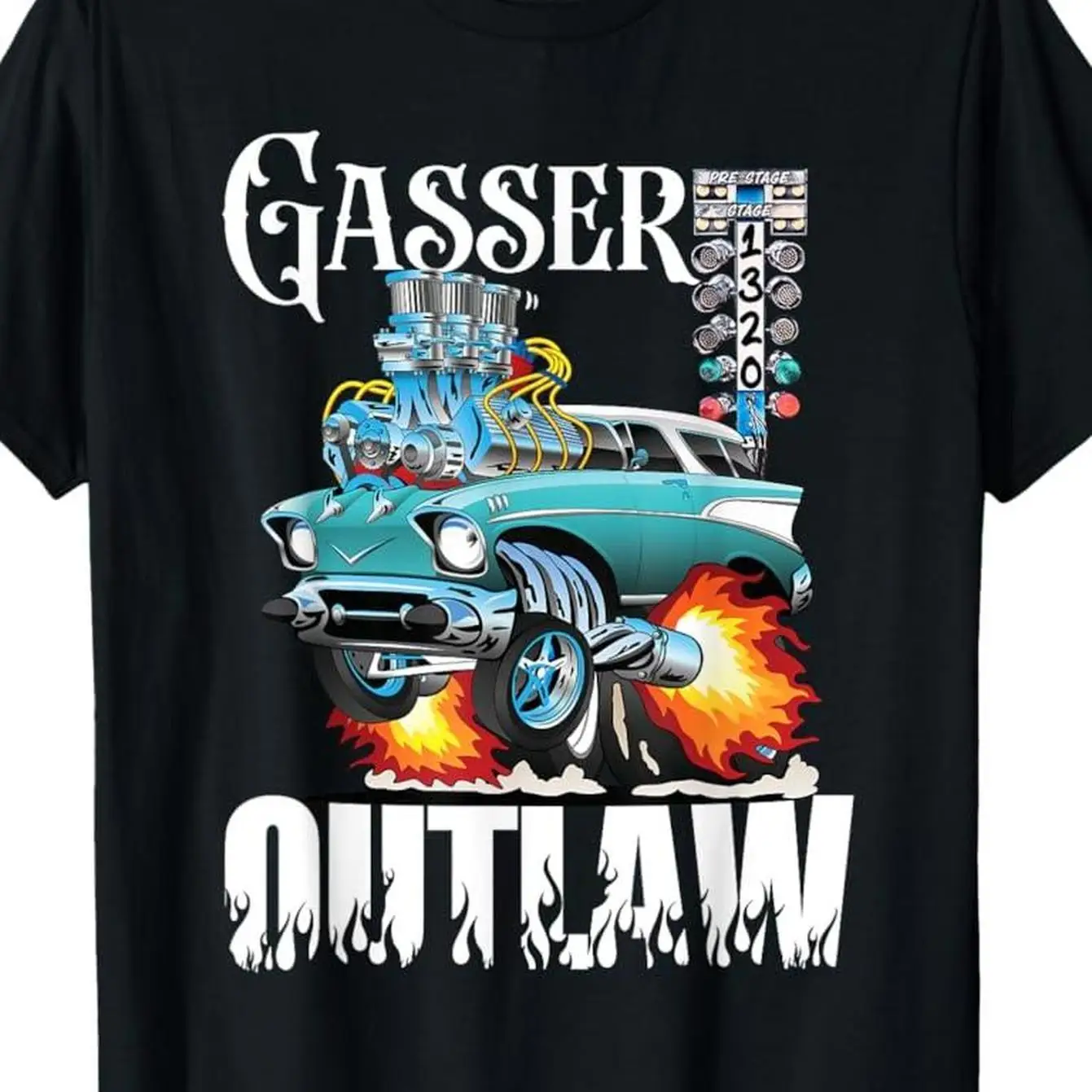 

Vintage Gasser Outlaw Trailer Racing Pattern T-Shirt 100% Cotton Crew Neck T-Shirt Short Sleeve Regular Version
