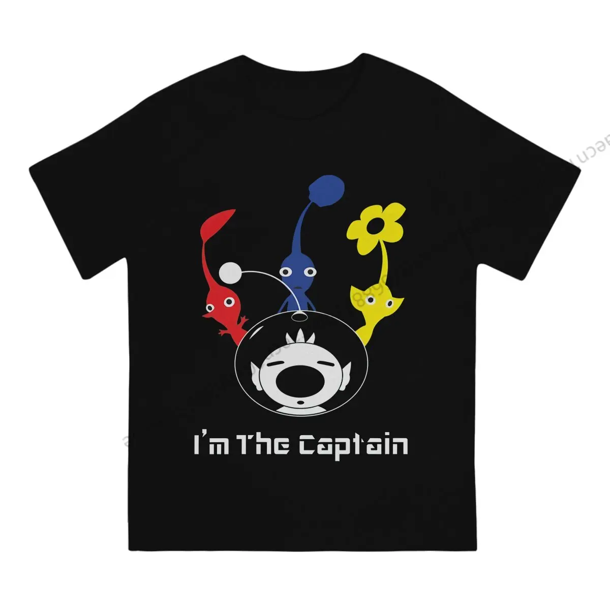 Cute Pikmins I'm The Captain Tshirt Homme Men's Clothes Cotton T Shirt For Men