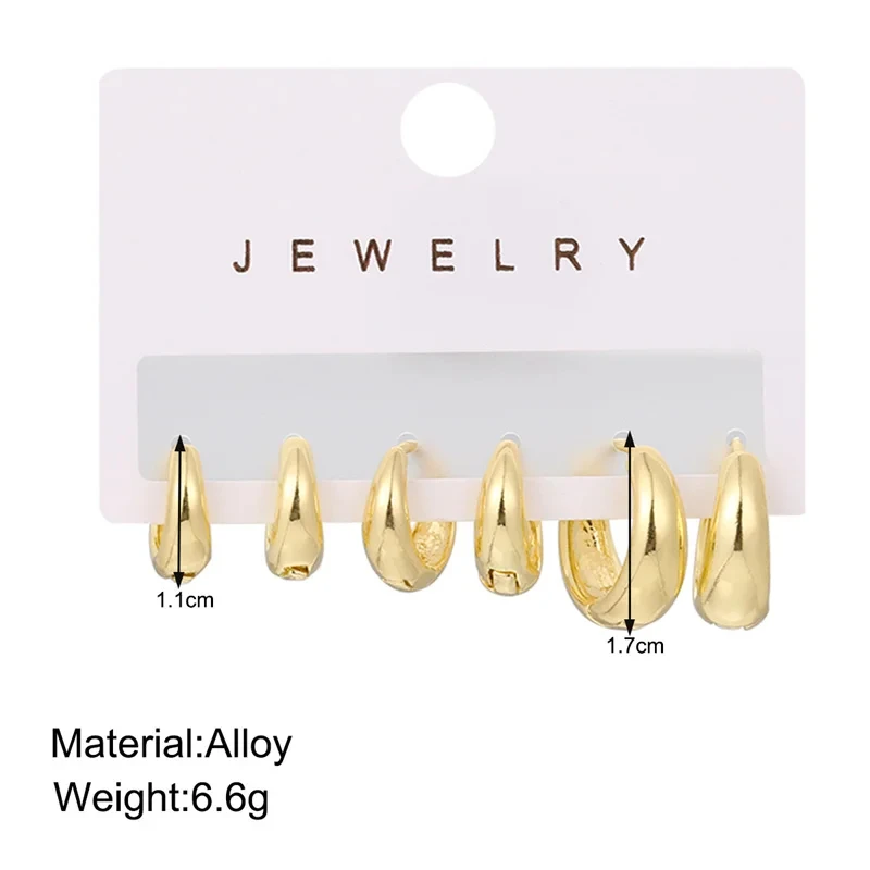 3/6Pcs/Set Fashion Gold Color Huggie Hoop Earrings for Women Men Minimalist Metal Small Circle Round Earrings Jewelry Gifts image 6