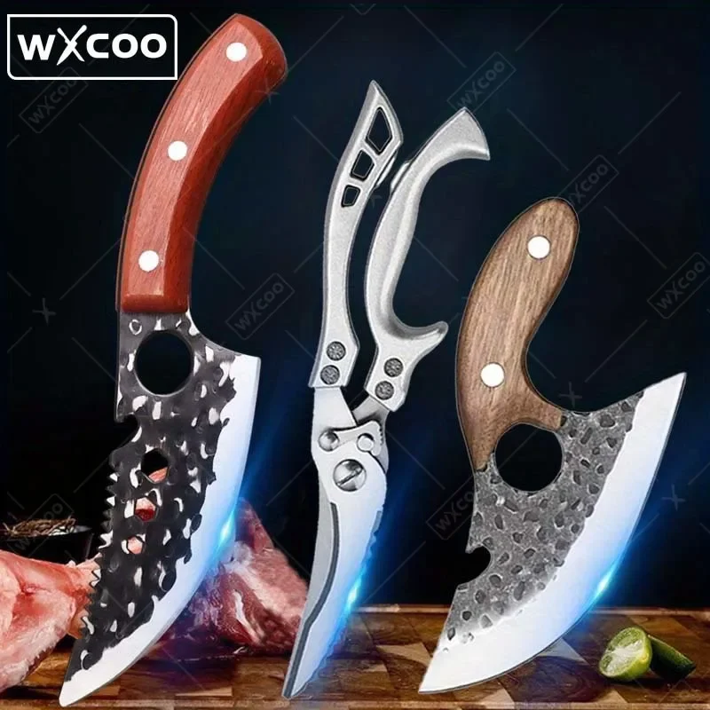 3 Pcs,Boning Knife Kitchen Chef Utility Butcher Multipurpose Knife Chicken Kitchen Scissors Poultry & Fish Cutter Cleaver Knife