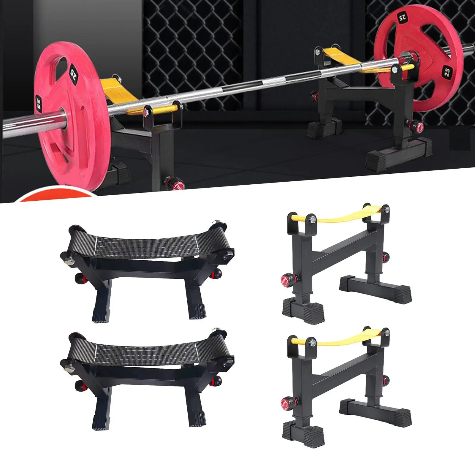 2Pcs Deadlift Sling Racks Barbell Rack Carbon Steel Weightlifting Plates Rack Back Elevation Stand Workouts Fitness Equipment