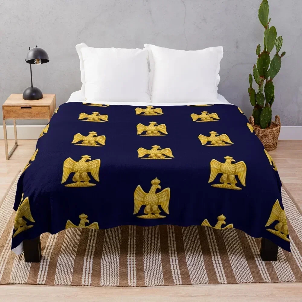 

Napoleonic Imperial Eagle: blue Throw Blanket Travel Size Cozy Blanket for Plane Train