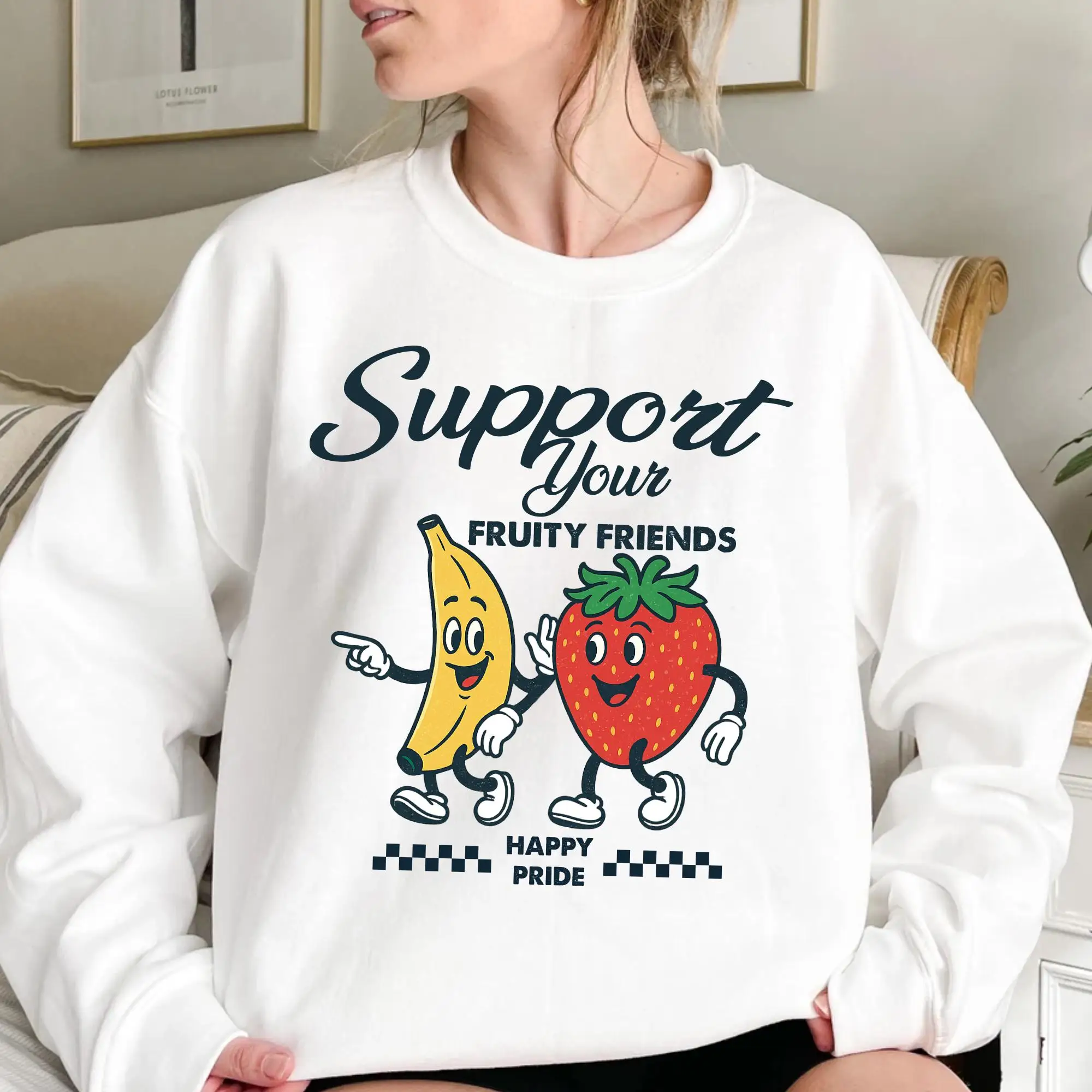 

Comfort Support Your Fruity Friends Sweatshirt Hoodie Men's and Women's Round Neck Sweatshirts Y2k Tops Pullover Women Clothing