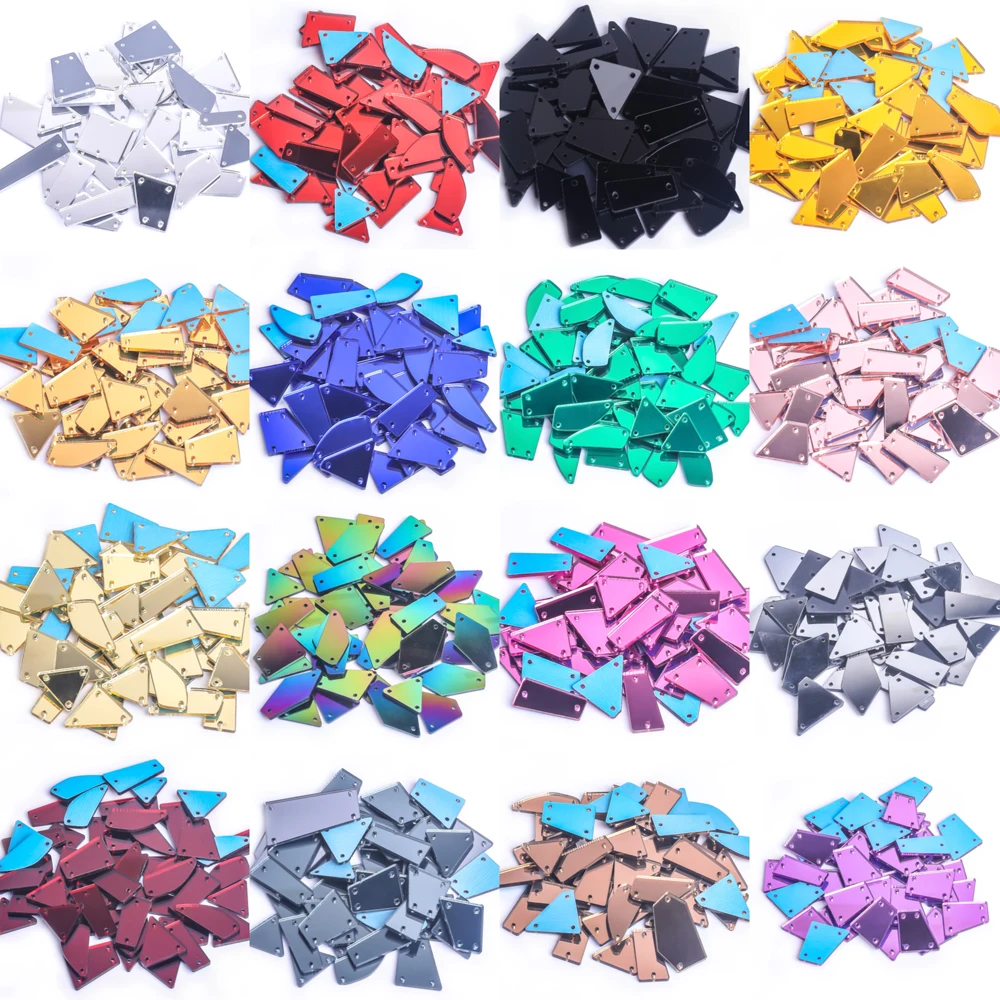 Mixed Shapes Colors Acrylic Mirror Sew On Rhinestones Inregular Stones Crystals Strass For DIY Wedding Decorations F0209