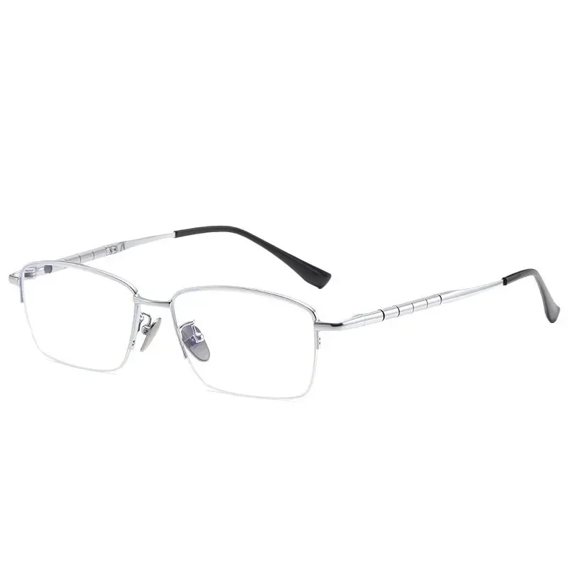 Business Men Ultralight Pure Titanium Glasses Frame For Myopia Reading Prescription Spectacles Half Rim Eyewear Multifocal Lens