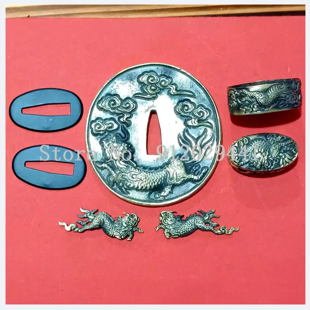 A Set Copper Brass Guard Accessory For Japanese Samurai Sword Katana Kirsite Tsuba Menuki Fuchi Kashira Seppa