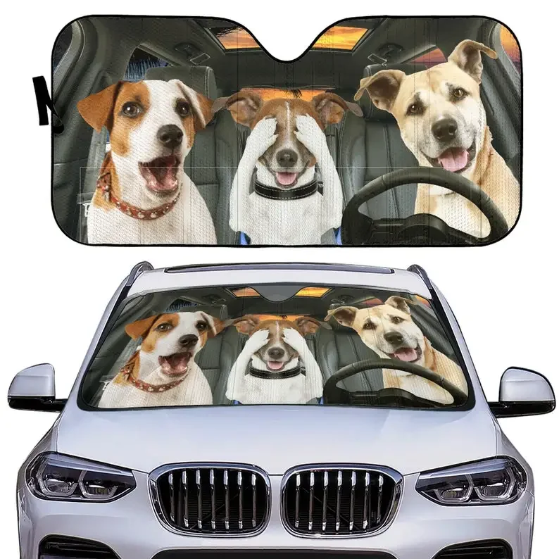 Car Windshield Sun Shade | Sun Shield for Front Window Blocks UV Rays | Lovely Dogs | Foldable Automotive Accessories for Sun Pr