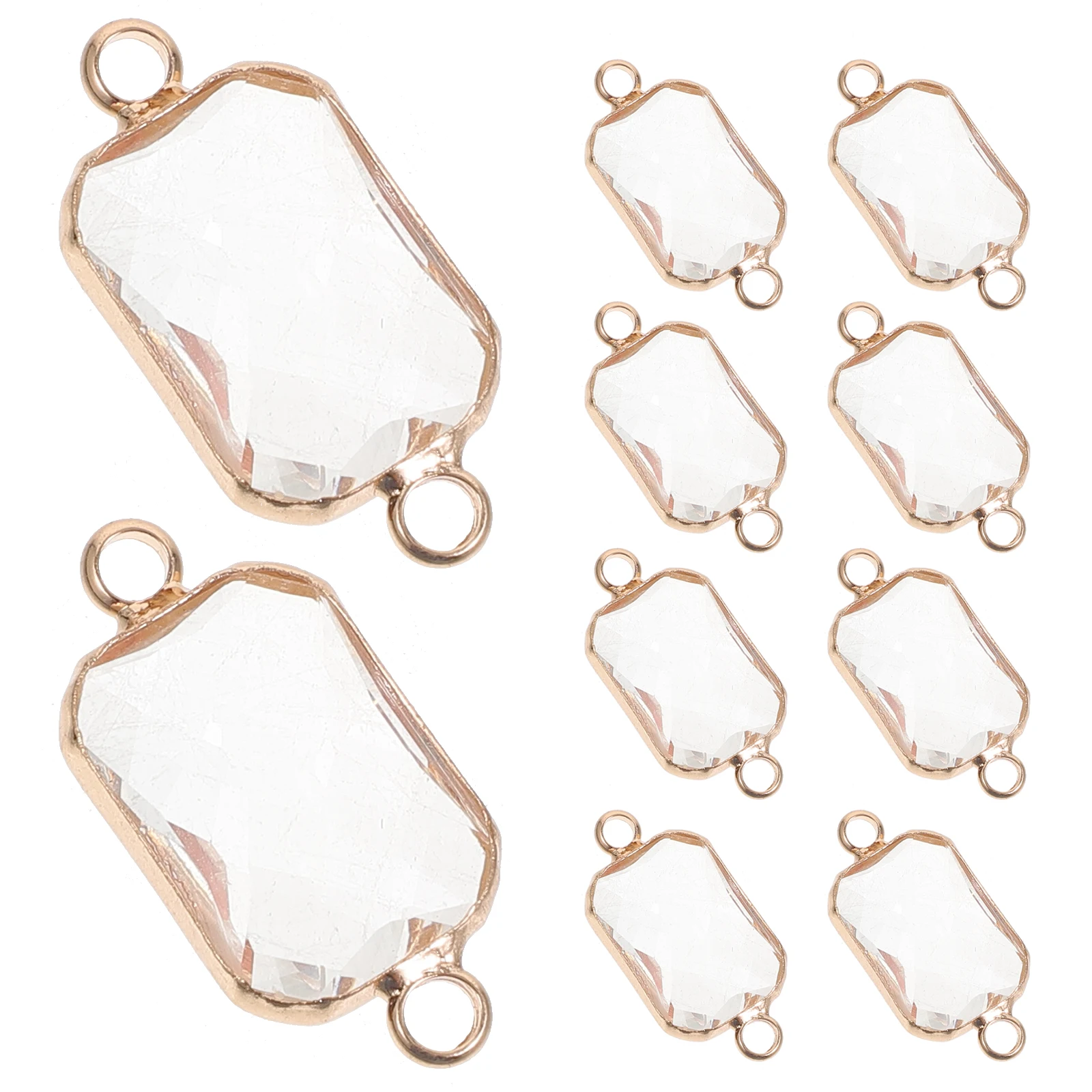 

10 Pcs Double Sided Glass Pendants Square Bezel Green Hole DIY Jewelry Making Supplies Lightweight Durable Charm Necklace