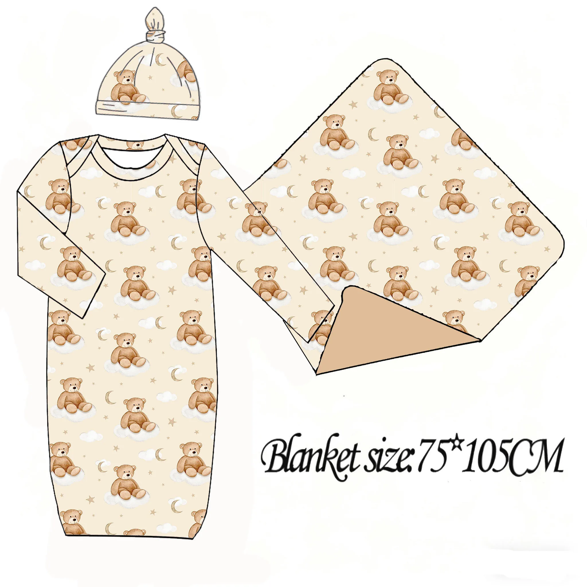 Customized Wholesale Boutique Newborns Gown Clothes Gown Matches Baby Blanket Hat Dog Strawberry Print Party Baby Jumpsuit 3 Pie