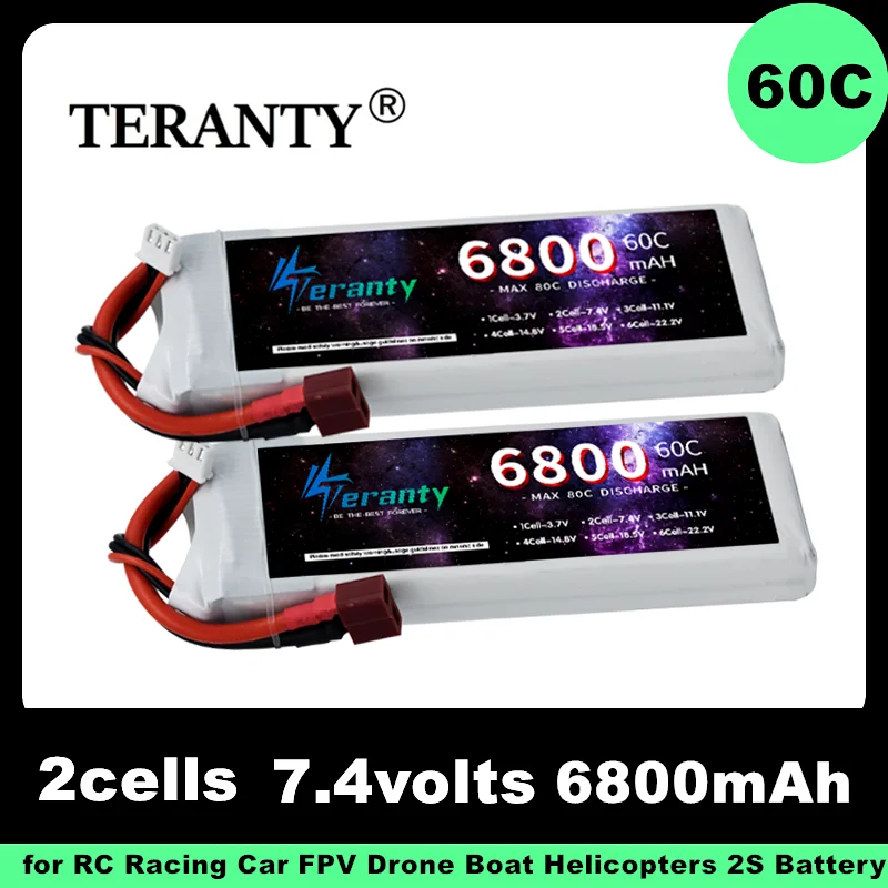 

2S Lipo 7.4V 6800MAH Battery 60C For RC Drones Quadcopter Helicopter Boat Spare Batteries With Deans T XT60 XT90 Connector