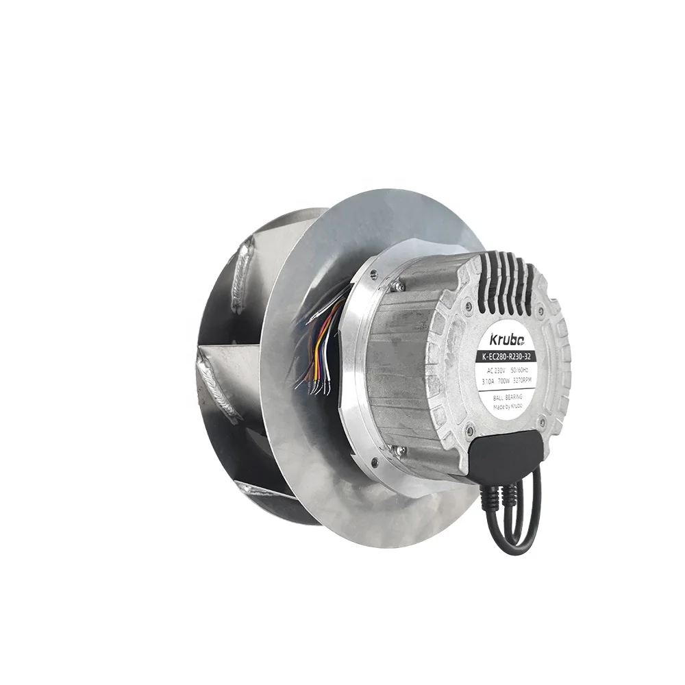 K-EC280-R230-30 230V AC 50Hz/60Hz 3270RPM 700W 280mm 3.1A Ball Bearing IP55 0-10V PWM Centrifugual Cooling Fan