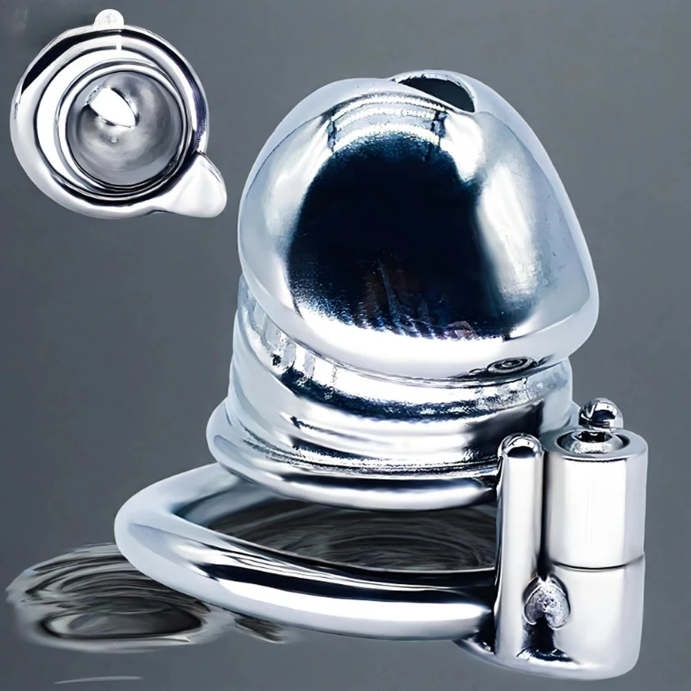 Real Metal Dildo Urine Glans Open Male Chastity Cage Hex Cock Penis Ring BDSM Slave Games Adult Sex Procuct For Men Gay 18+