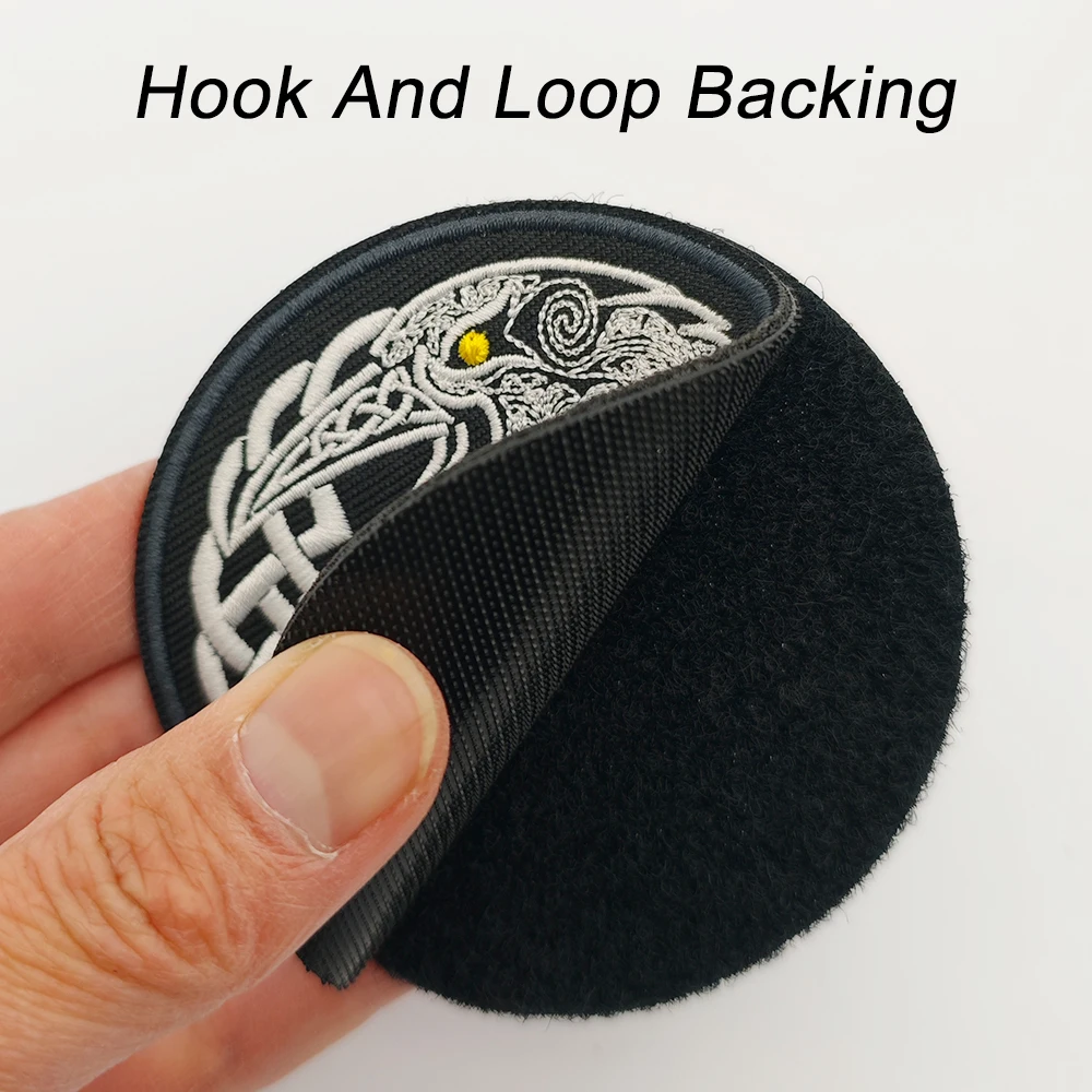 Viking Raven Embroidered Patch, Norse Odin Symbol Celtic Knot Tactical Morale Badge DIY for Backpack Cap Jacket Vest Clothing