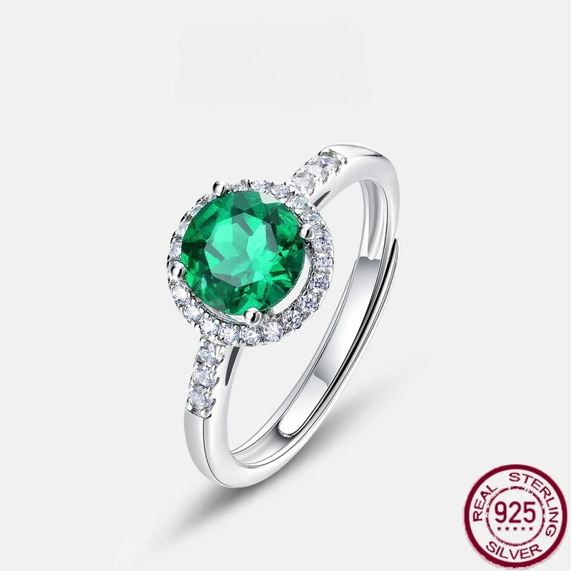 

New S925 pure silver cultivated emerald light luxury retro European and American style jewelry wedding jewelry
