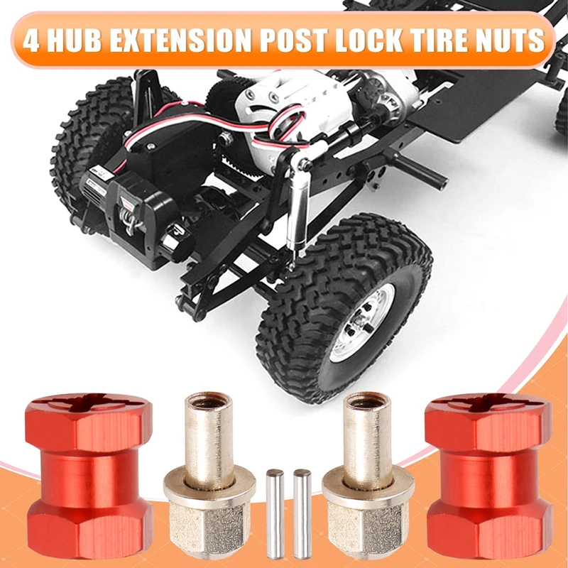 알루미늄 12mm 육각 휠 허브 드라이브 어댑터 익스텐션 결합기 커플러, 1/10 RC 자동차 크롤러 SCX10 D90 용, 4 개