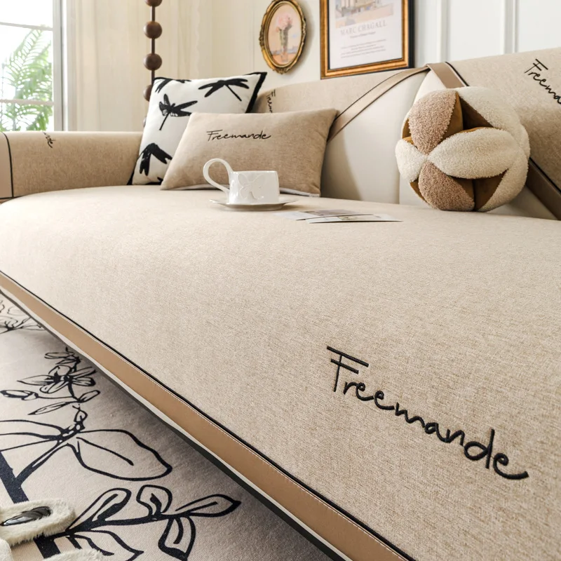 

1pc Linen Cover Modern and Spacious Double Sofa Cover, Easy To Clean, Suitable for Living Room/ Office Pet Comfort
