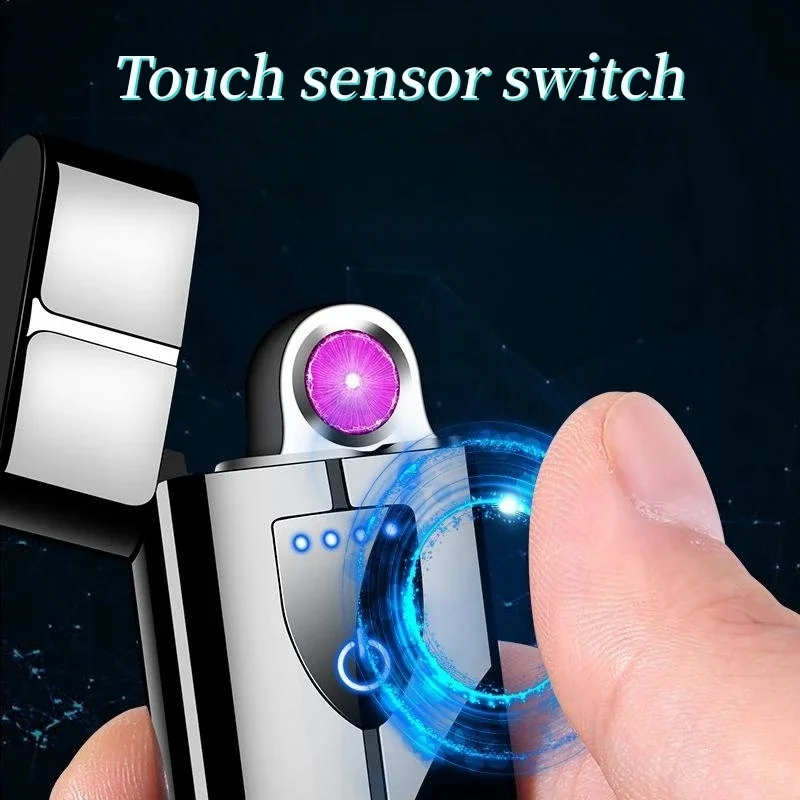 Metal Windproof Hot Wheels Arc Lighter Touch Sensitive Plasma Pulse Flameless Portable Cigarette Lighter for Men