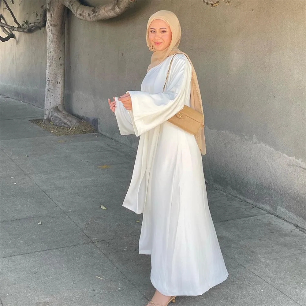 2PCS Eid Ramadan Open Abaya Women Muslim Set Maxi Dress Kimono Jalabiya Islam Kaftan Dubai Turkey Robe Gown Abayas Kebaya Abayas