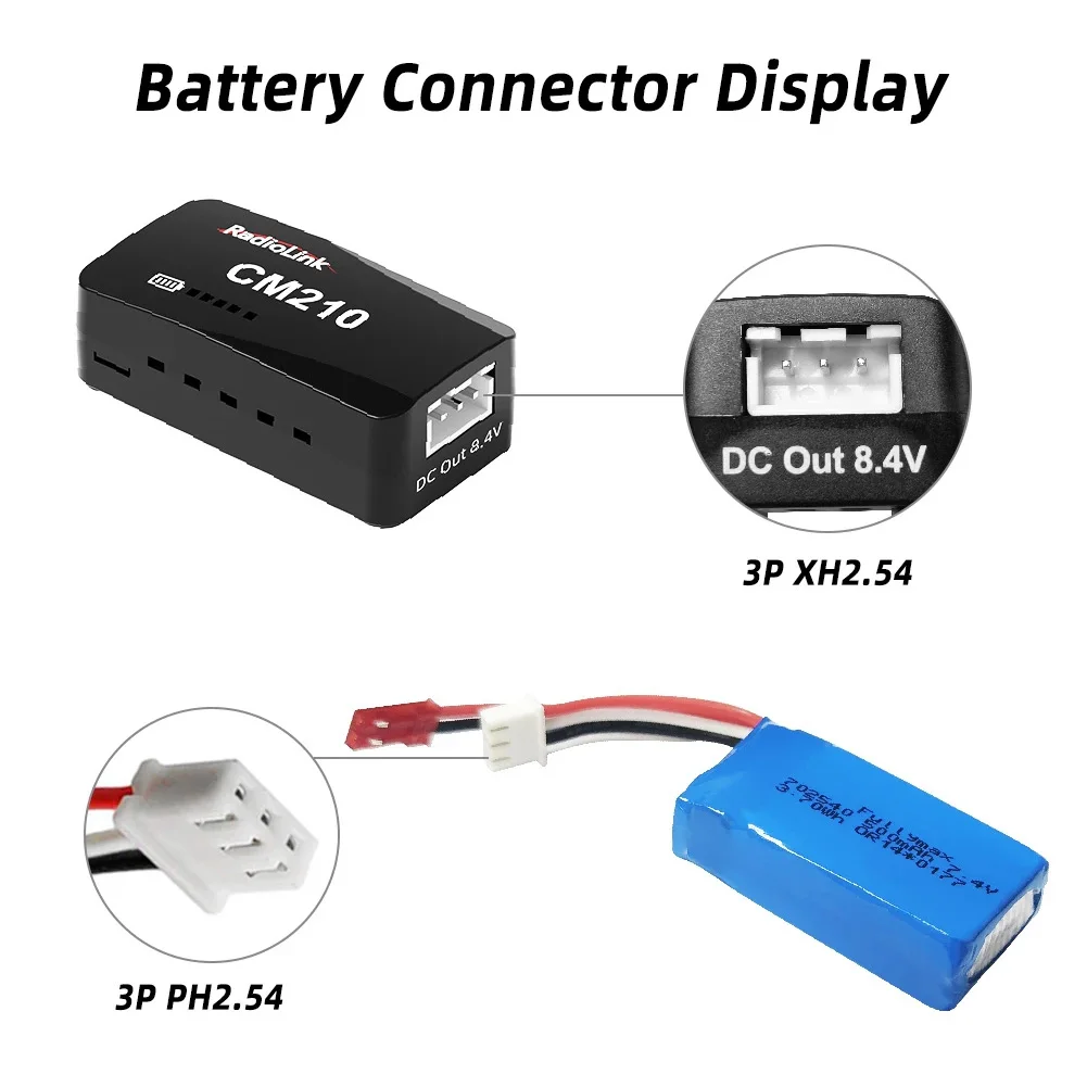 Radiolink CM210 Faster 2s LiPo Battery Charger Mini Size USB Type-C Connector Power Supply Self-adapting Battery Charger