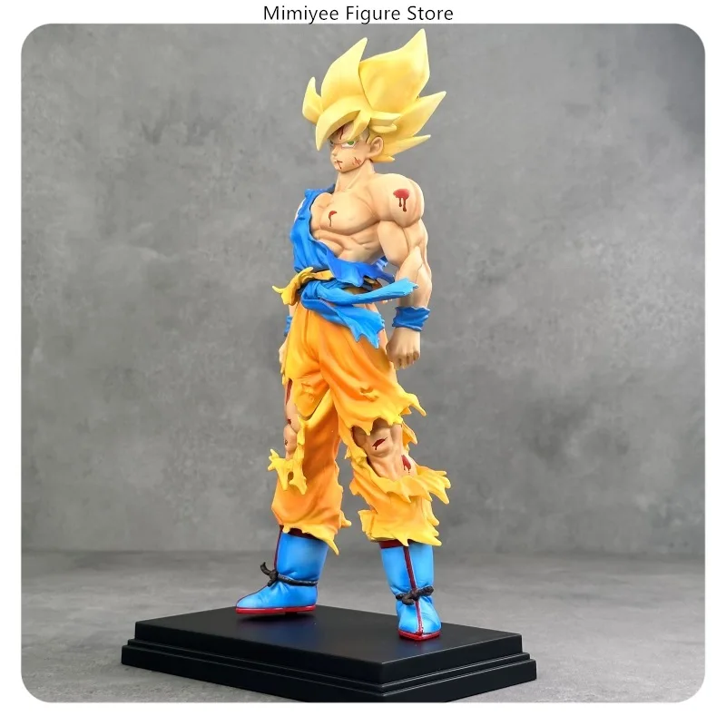 30cm dragon ball goku batalha estilo danificado posição em pé estátua anime figura modelo colecionável decoração de mesa presente