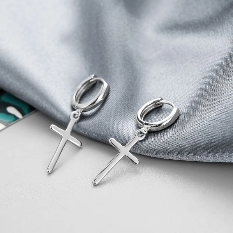 

New 925 Sterling Silver Cross Earrings Fashion Personality Simple Women Earrings Birthday Party Gift Exquisite Jewelry