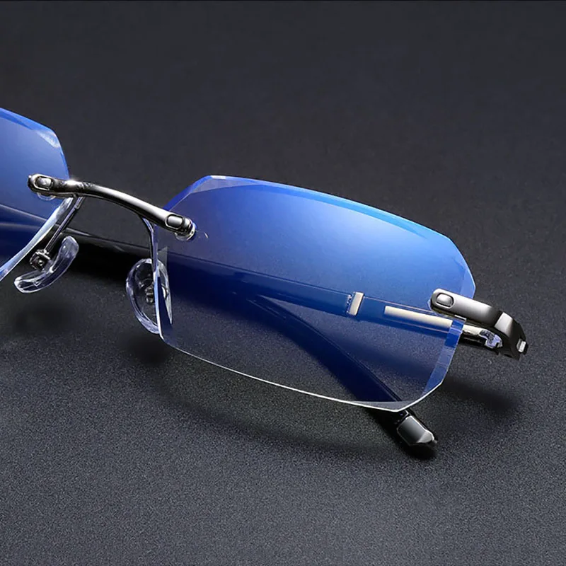 Ahora Men Rimless Business Finished Myopia Optical Glasses Frame Anti Blue Light Computer Eyewear 0-1.0to-5.5