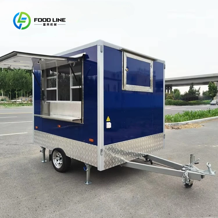 Customized Mobile Coffee Bar Trailer Fully Equipped Small Hot Dog Ice Cream Cart Concession Trailer Food Truck with Full Kitchen