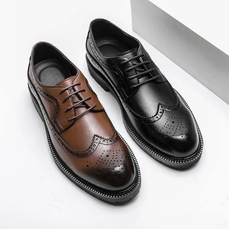 Men\'s Genuine Leather Shoes Classic Business Office Shoes Lace Up Low Heel Fashion Men\'s Casual Shoes Luxury Banquet Dress Shoes