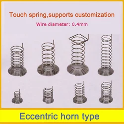 50 pieces of stainless steel horn shaped eccentric button contact touch sensing compression spring WD 0.4mm switch spring