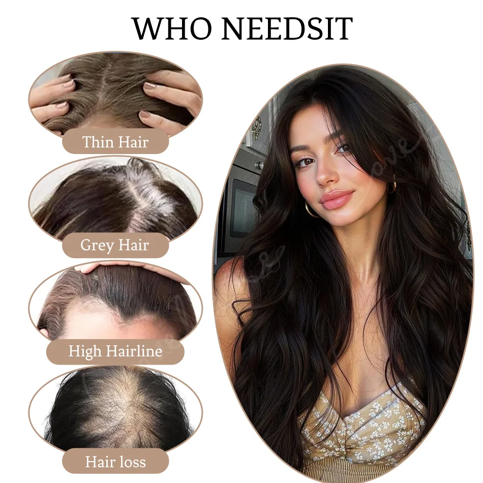 10x12CM Topper Hair piece Straight Virgin Human Hair Highlights Balayage Ombre 17 Inch Hair With 3Clips Hair Toppers For Women