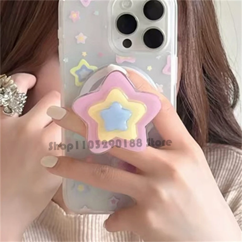 Coreano bonito macaron cor estrela suporte magnético aperto tok griptok suporte do telefone para iphone para pad magsafe smart tok