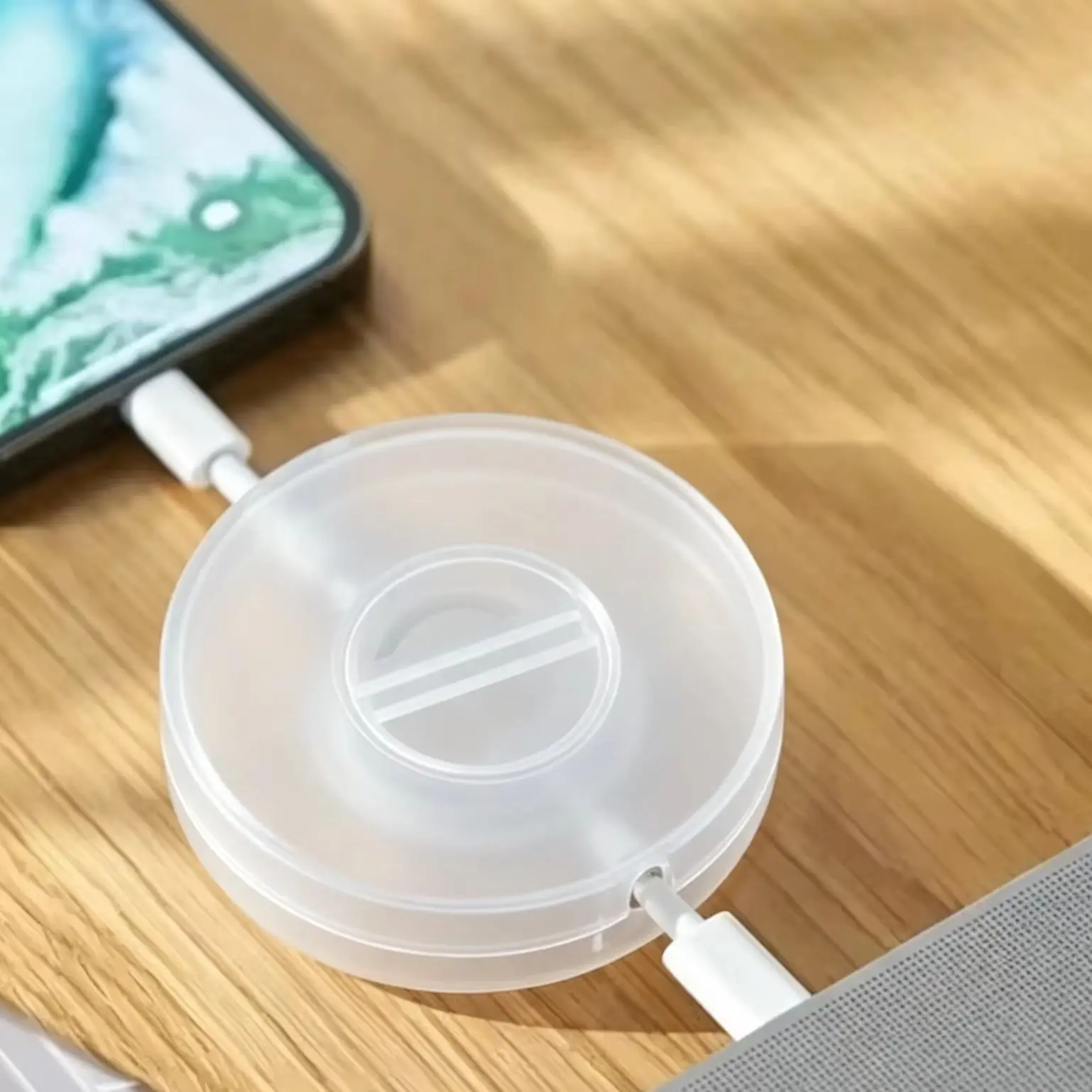 Portable Transparent Cable Organizer Cord Management Usb Cable Winder Retractable Phone Holder Charger Wire Storage Protector image 4