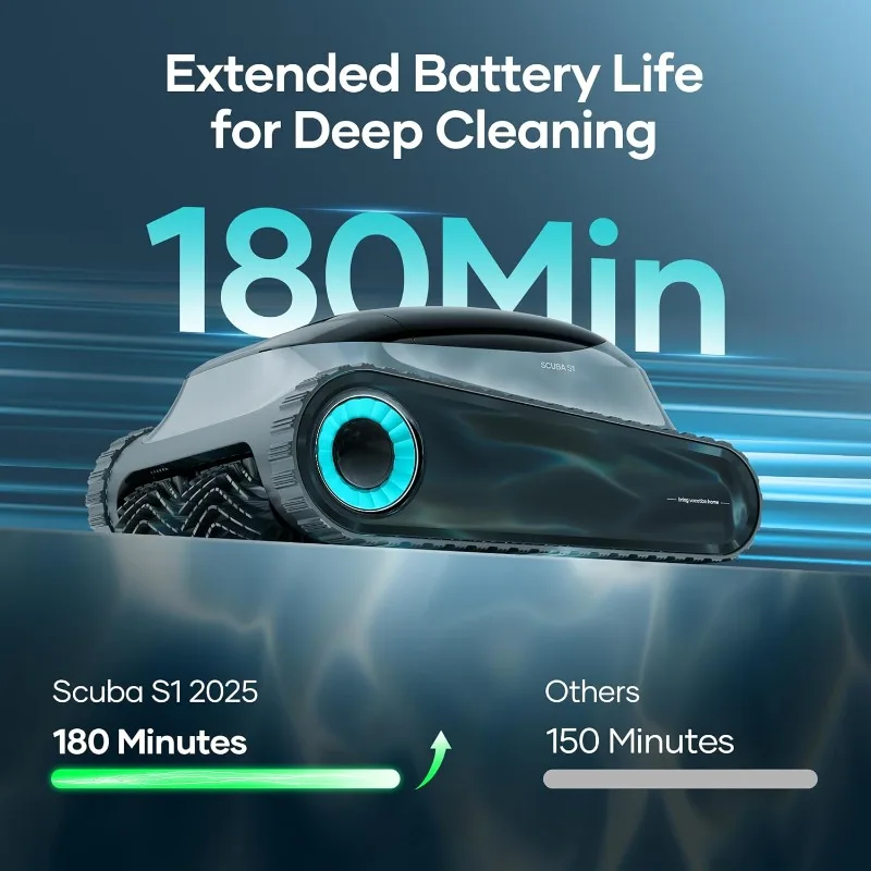 (2025 Upgrade) Aiper Scuba S1 Robotic Pool Cleaner, Wall & Waterline Cleaning, Extended 180-Min Battery Life