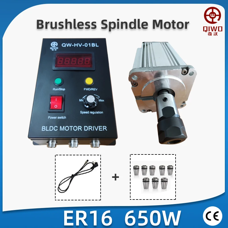 220v 110v 650W ER16 ER20 Brushless Spindle + Brushless Motor QW80BL007+ BLDC Motor Driver