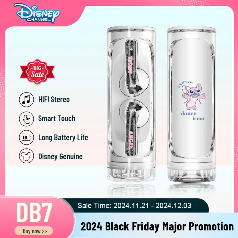 Choice Disney DB7 Stitch & Angel Wireless Bluetooth 5.3 HIFI Sound Earphones Intelligent Noise Reduction Earbuds Touch Control