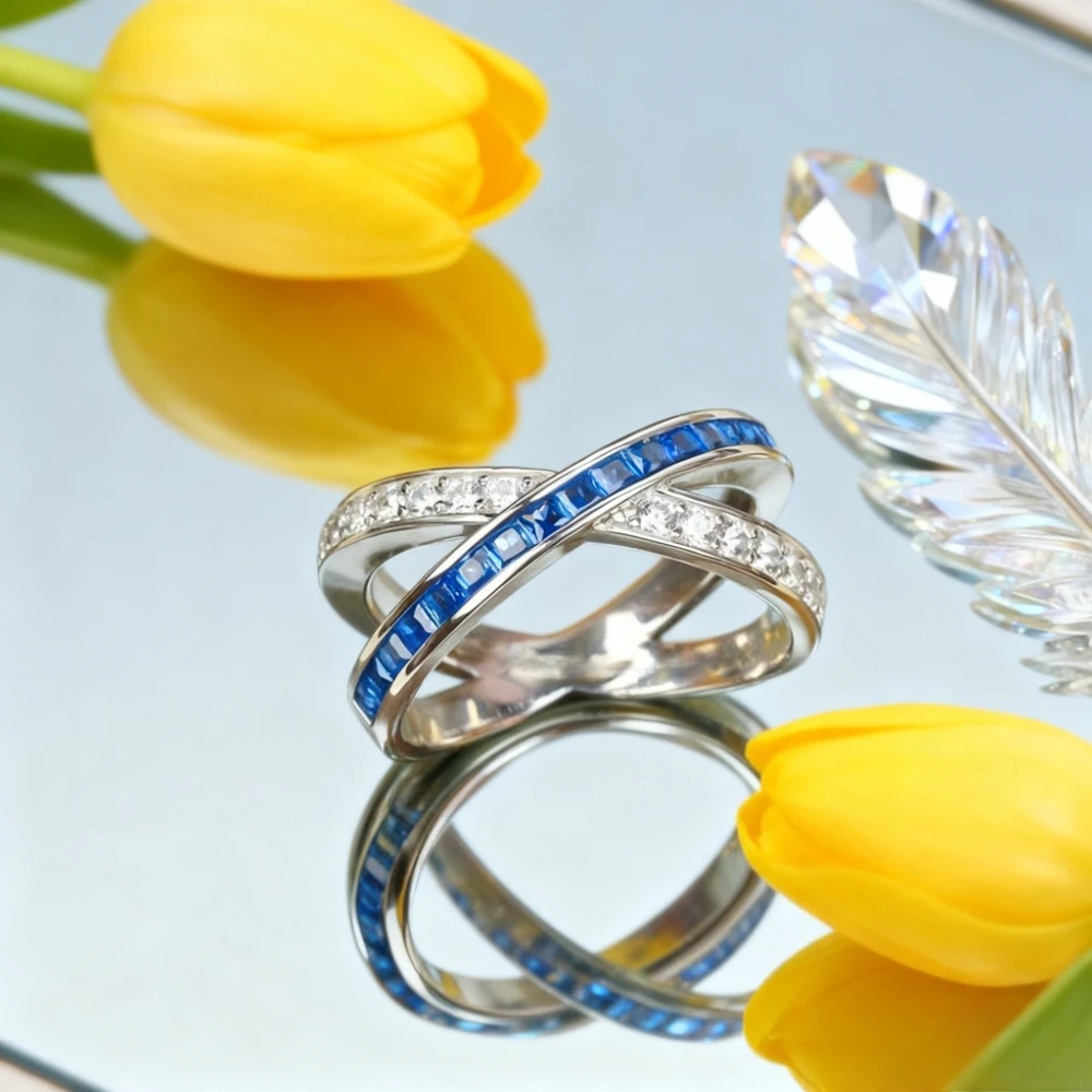 

2025 Trendy Jewelry 2025 New Pink - and White - diamond Cross Ring, Fashionable & Versatile with High - luxury Style