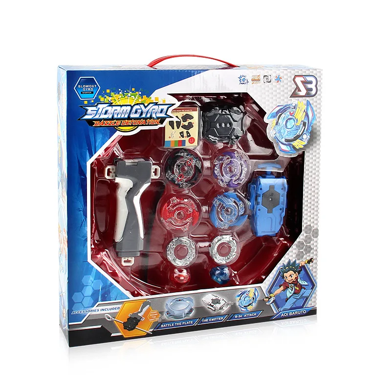 BB807D4 in 1 Burst Alloy Combat Gyro Set B34B35B41B59 with Handle Pull Wire Launcher Beyblade Metal Fusion