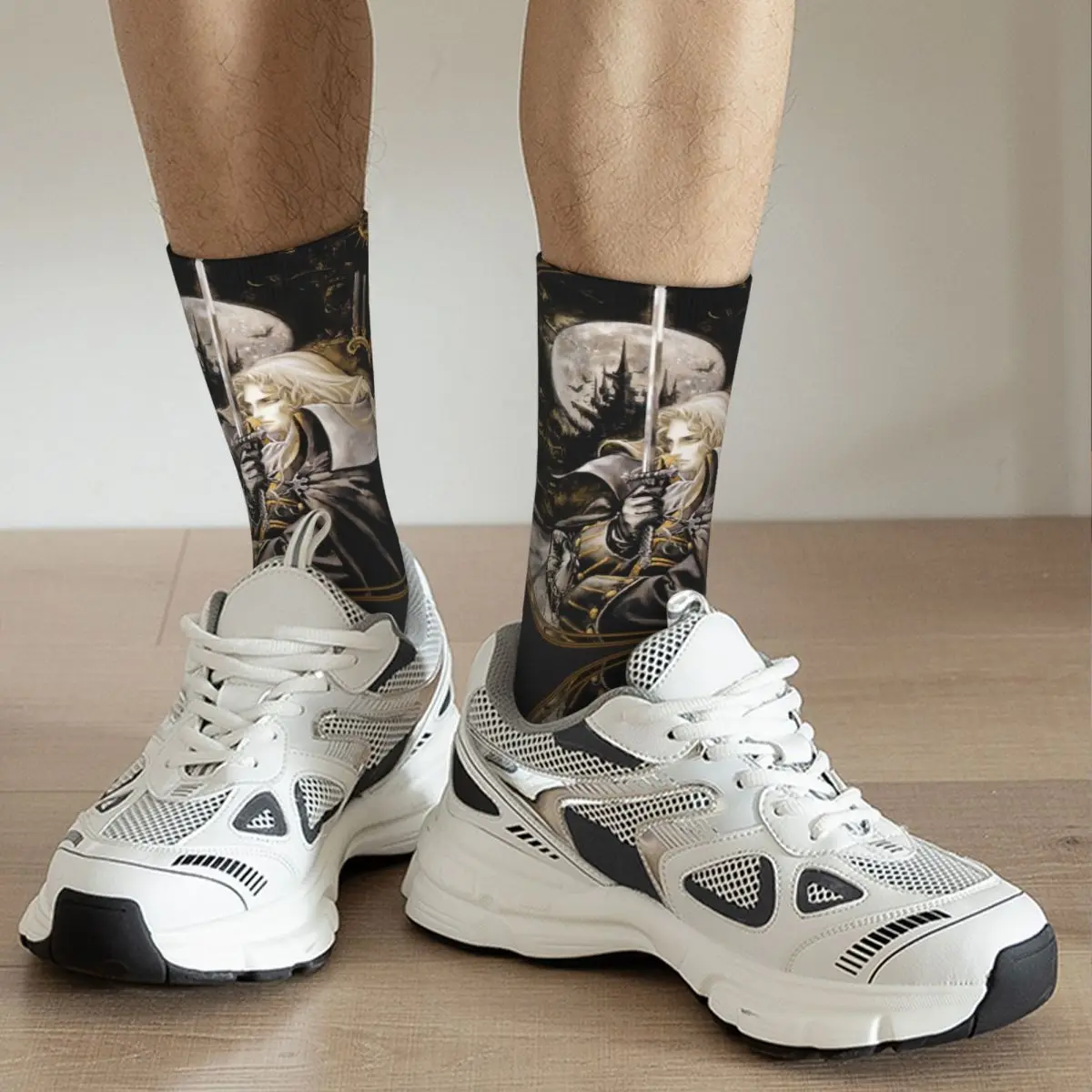 Funny Happy Men\'s Socks Alucard Classic Retro Harajuku Castlevania Trevor Belmont TV Hip Hop Novelty Pattern Crew Crazy Sock